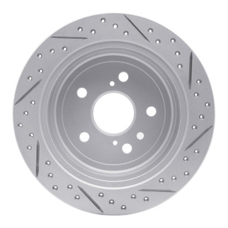 R1 04-09 Lexus Rx400H Rear Left Drilled & Slotted Geo-Carbon Rotor