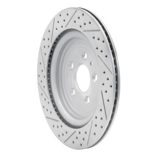 R1 13-19 Ford Explorer Rear Right Drilled & Slotted Geo-Carbon Rotor