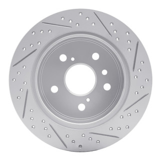 R1 07-12 Lexus Es350 Rear Left Drilled & Slotted Geo-Carbon Rotor