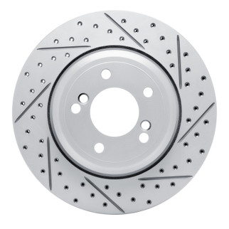 R1 00-06 BMW M5 Rear Right Drilled & Slotted Geo-Carbon Rotor