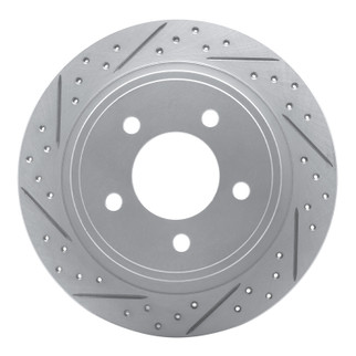 R1 04-08 Chrysler Pacifica Rear Left Drilled & Slotted Geo-Carbon Rotor