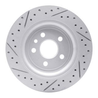 R1 07-18 Volvo S80 Rear Right Drilled & Slotted Geo-Carbon Rotor