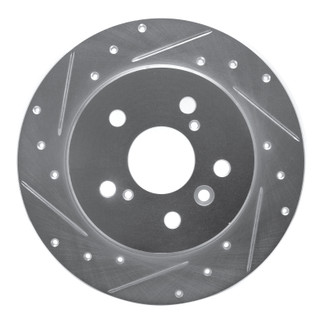 R1 00-04 Toyota Avalon Rear Left Drilled & Slotted Silver Brake Rotor