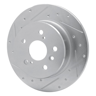R1 00-04 Toyota Avalon Rear Left Drilled & Slotted Silver Brake Rotor