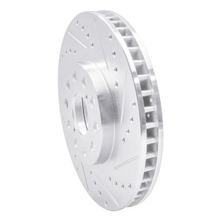 R1 93-98 Toyota Supra Front Right Drilled & Slotted Silver Brake Rotor