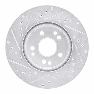 R1 90-95 Mercedes-Benz 300CE Front Right Drilled & Slotted Silver Brake Rotor