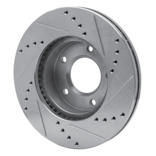 R1 92-95 Mazda MPV Front Left Drilled & Slotted Silver Brake Rotor