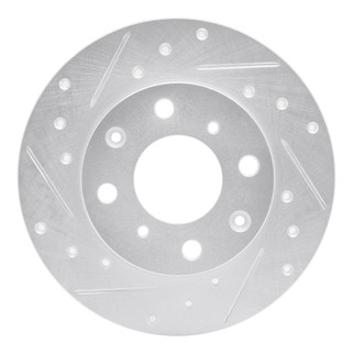 R1 84-87 Honda Civic Hatchback Front Left Drilled & Slotted Silver Brake Rotor