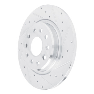 R1 22-25 Jeep Grand Cherokee Rear Right Drilled & Slotted Silver Brake Rotor