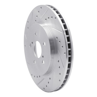 R1 04-09 Lexus RX350 Front Left Drilled & Slotted Silver Brake Rotor