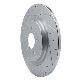 R1 20-25 Ford Explorer Rear Left Drilled & Slotted Silver Brake Rotor