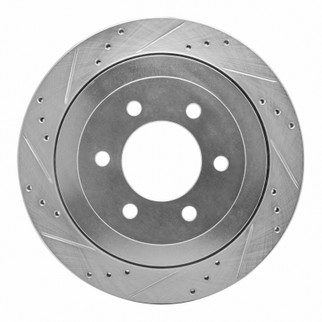 R1 07-17 Ford Expedition Rear Left Drilled & Slotted Silver Brake Rotor