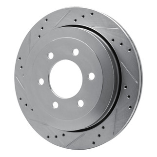 R1 07-17 Ford Expedition Rear Left Drilled & Slotted Silver Brake Rotor