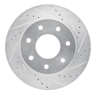 R1 04-08 Ford F-150 4WD Front Right Drilled & Slotted Silver Brake Rotor