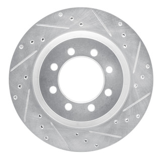 R1 68-76 Ford F-350 2WD (Excl Super Duty) Front Right Drilled & Slotted Silver Brake Rotor