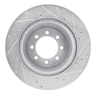 R1 68-76 Ford F-350 2WD (Excl Super Duty) Front Right Drilled & Slotted Silver Brake Rotor