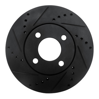 R1 90-91 Audi 90 Quattro Front Left Drilled & Slotted Black Brake Rotor