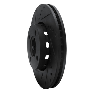 R1 90-91 Audi 90 Quattro Front Left Drilled & Slotted Black Brake Rotor