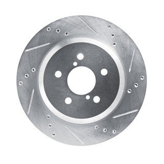 R1 19-23 Subaru Crosstrek Rear Right Drilled & Slotted Silver Brake Rotor