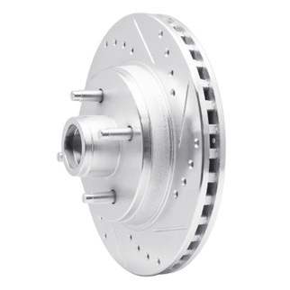 R1 87-88 Ford Thunderbird Front Right Drilled & Slotted Silver Brake Rotor