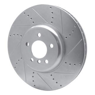 R1 09-17 BMW 750I Right Front Drilled & Slotted Silver Brake Rotor
