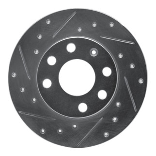 R1 88-89 Pontiac LeMans Front Left Drilled & Slotted Silver Brake Rotor