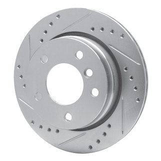 R1 96-05 BMW 323CI Rear Left Drilled & Slotted Silver Brake Rotor