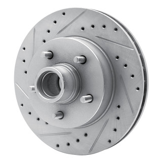 R1 93-95 Chevrolet G10 Front Left Drilled & Slotted Silver Brake Rotor