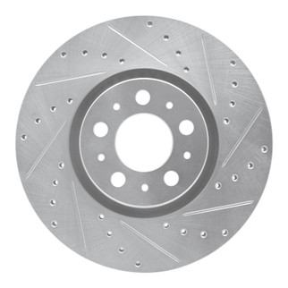 R1 03-09 Volvo XC90 Front Right Drilled & Slotted Silver Brake Rotor
