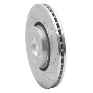 R1 03-09 Volvo XC90 Front Right Drilled & Slotted Silver Brake Rotor