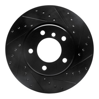 R1 04-10 BMW 525i (Mexico) Front Right Drilled & Slotted Black Brake Rotor