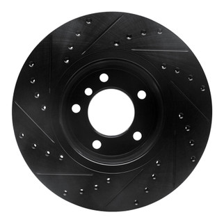 R1 04-10 BMW 525i (Mexico) Front Right Drilled & Slotted Black Brake Rotor
