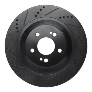 R1 14-21 Mercedes-Benz Maybach S560 Rear Left Drilled & Slotted Black Brake Rotor