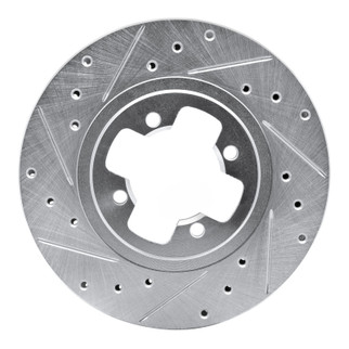 R1 81-88 Nissan Maxima Front Left Drilled & Slotted Silver Brake Rotor