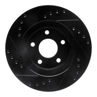 R1 89-90 Ford Thunderbird Front Right Drilled & Slotted Black Brake Rotor