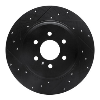 R1 11-15 VPG MV-1 Rear Left Drilled & Slotted Black Brake Rotor