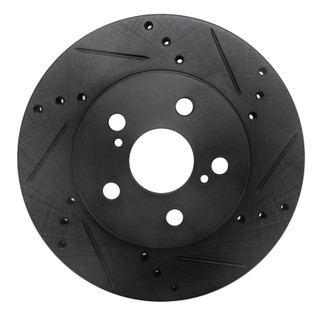 R1 16-22 Toyota Corolla (US/Canada) Front Right Drilled & Slotted Black Brake Rotor