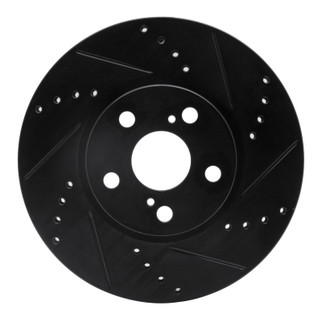 R1 08-19 Pontiac Vibe Front Right Drilled & Slotted Black Brake Rotor