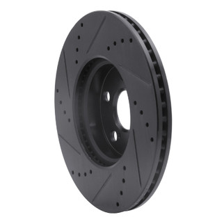 R1 08-19 Pontiac Vibe Front Right Drilled & Slotted Black Brake Rotor