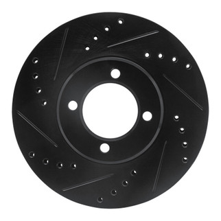 R1 84-87 Toyota Corolla (US/Canada) Front Left Drilled & Slotted Black Brake Rotor