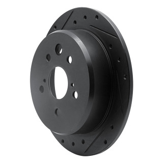 R1 06-15 Lexus IS250 Rear Left Drilled & Slotted Black Brake Rotor