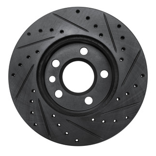R1 96-00 Volkswagen EuroVan Front Left Drilled & Slotted Black Brake Rotor