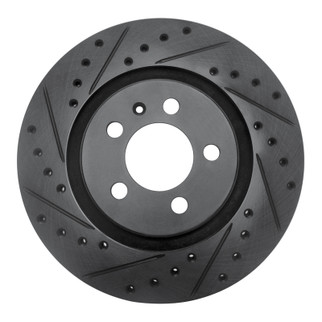R1 92-95 Volkswagen Jetta Sedan Front Left Drilled & Slotted Black Brake Rotor