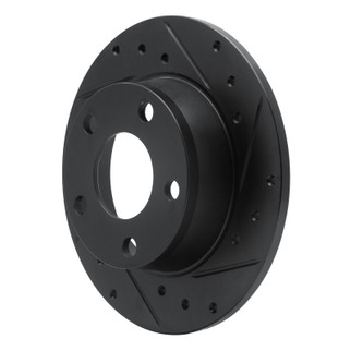 R1 99-02 Audi A6 Quattro Rear Right Drilled & Slotted Black Brake Rotor