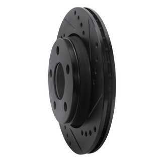 R1 85-91 Audi 200 Quattro Rear Right Drilled & Slotted Black Brake Rotor