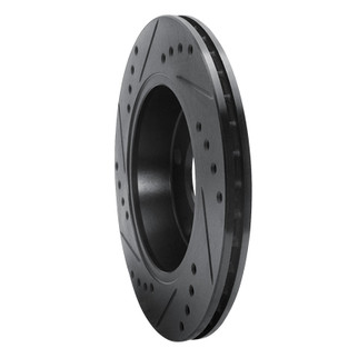 R1 85-91 Audi 200 Quattro Rear Right Drilled & Slotted Black Brake Rotor
