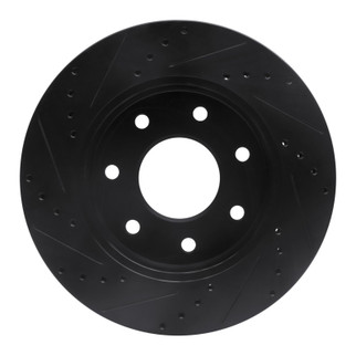 R1 04-08 Ford F-150 4WD Front Left Drilled & Slotted Black Brake Rotor