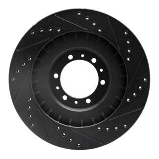 R1 98-04 Mitsubishi Montero Front Left Drilled & Slotted Black Brake Rotor