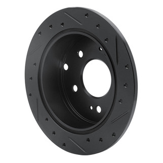 R1 04-12 Mitsubishi Eclipse Rear Left Drilled & Slotted Black Brake Rotor
