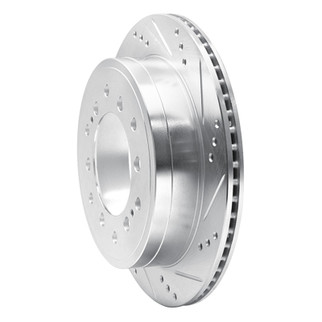 R1 10-24 Lexus GX460 Rear Right Drilled & Slotted Silver Brake Rotor